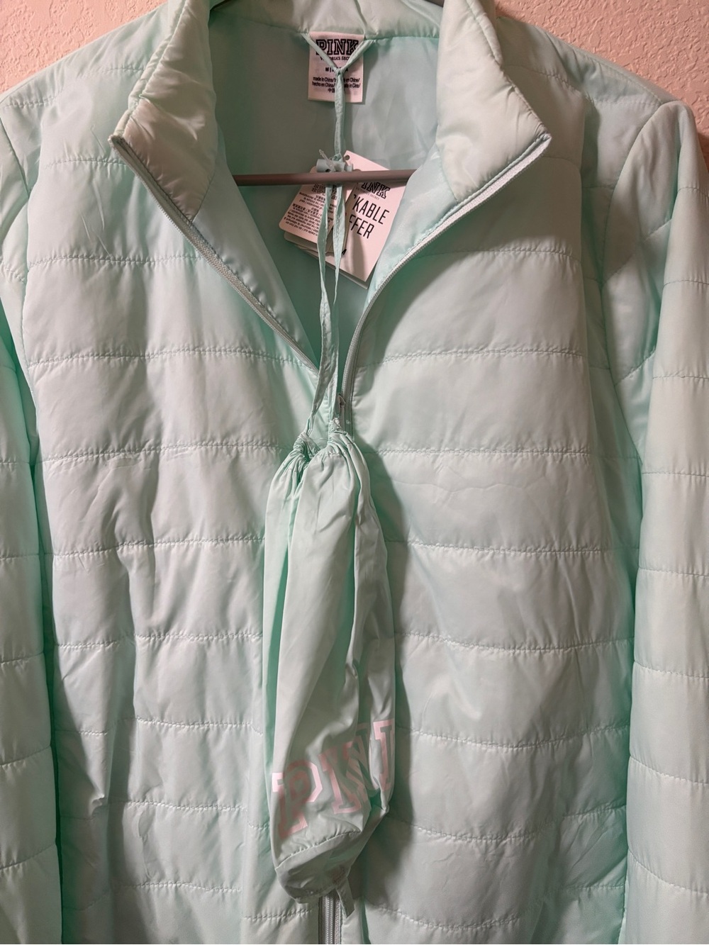 PINK Victoria's Secret Ultimate Puff Jacket - Mint Green Packable Lightweight